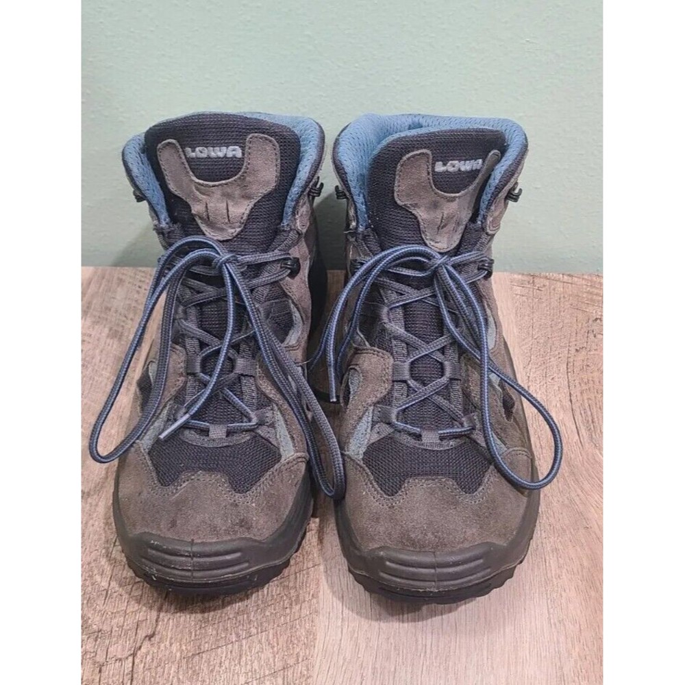 LOWA WOMEN’S 8.5 BORA GTX HIKING TRAIL BOOTS GORE-TEX ANTHRACITE BLUE